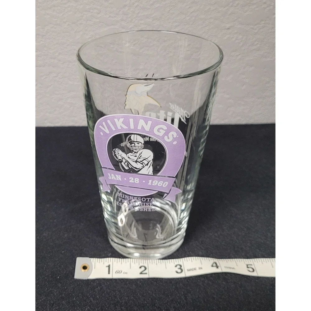 Minnesota Vikings Miller Lite Beer Glass 1960 Franchise Established Promo 16oz